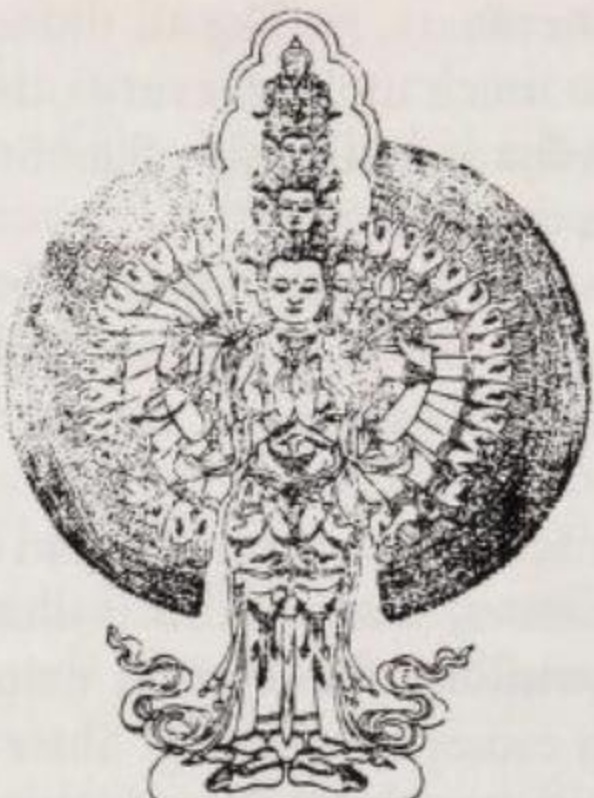 Avalokiteśvara (Quán Thế Âm) với mười một đầu và nghìn tay